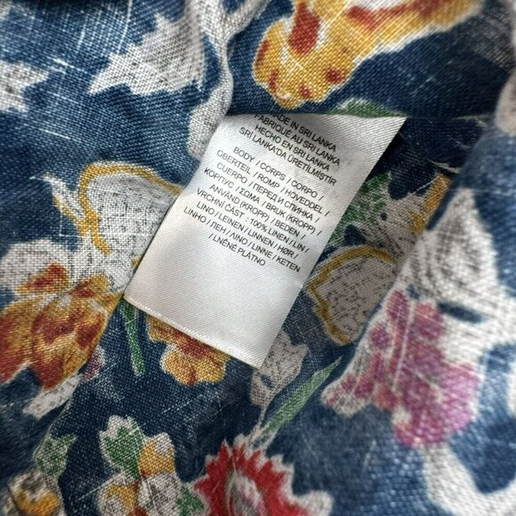 Lauren Ralph Lauren Black label Floral Button-Up Shirt Size L 100% linen‎ women - Picture 6 of 9